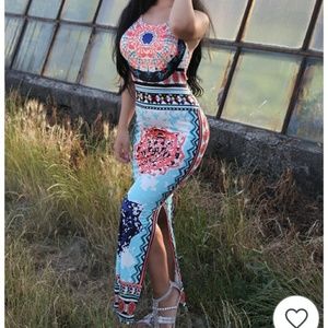 Tribal Print Maxi Dress